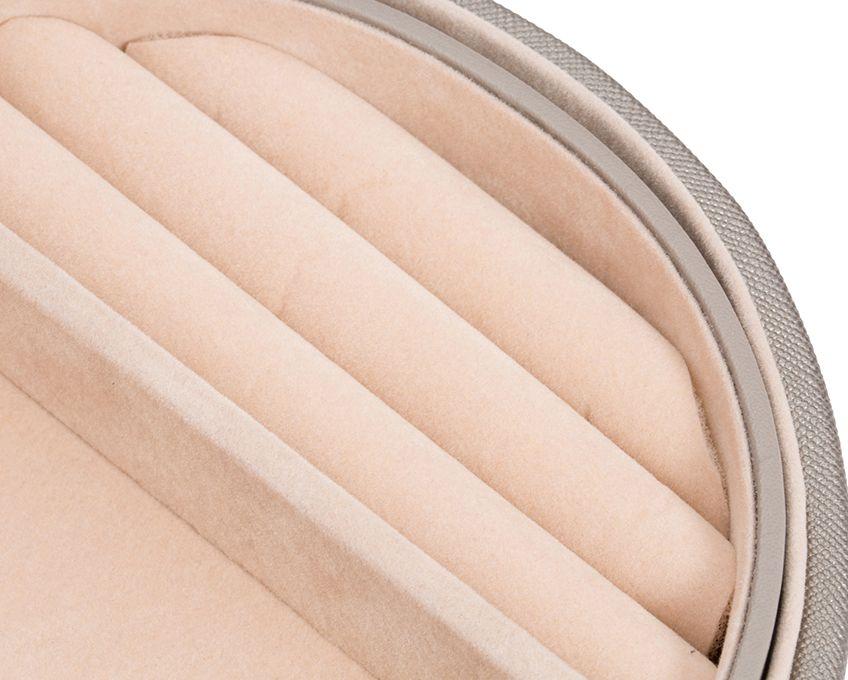 WOLF Heritage Oval Pewter Saffiano Jewelry Box 280534