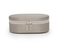 WOLF Oval Pewter Saffiano Zip Travel Case With Zip Closure 280634