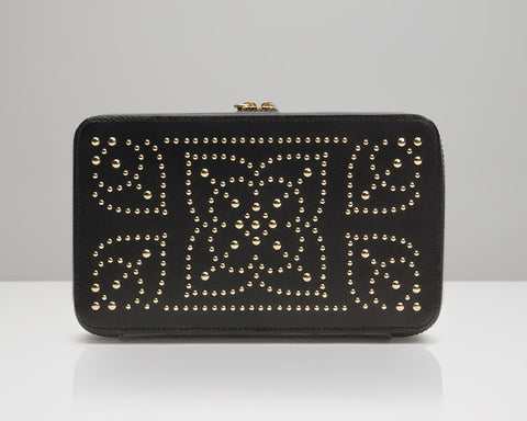 WOLF 308602 Marrakesh Black Zip Case With Studded Mosaic Design