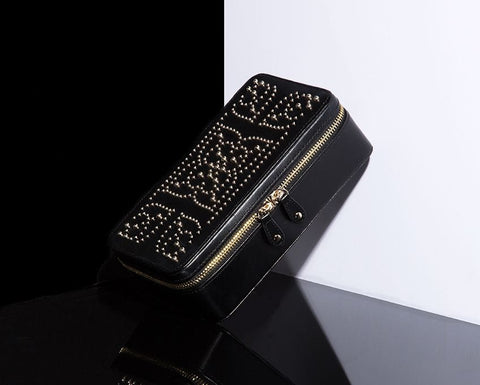 WOLF 308602 Marrakesh Black Zip Case With Studded Mosaic Design