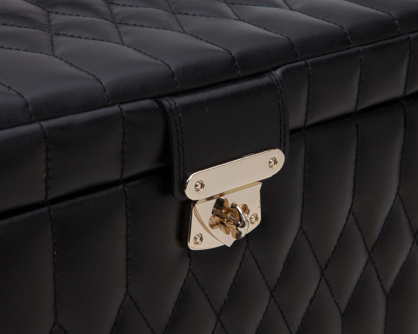 WOLF 329571 Caroline Black Quilted Extra Large Jewelry Case