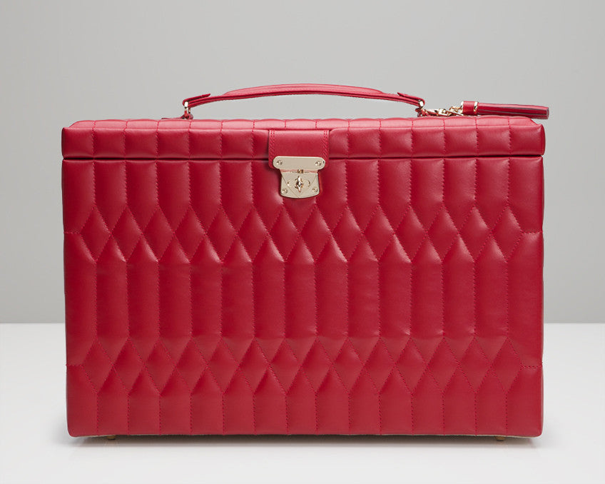 WOLF 329572 Caroline Red Quilted Extra Large Jewelry Case
