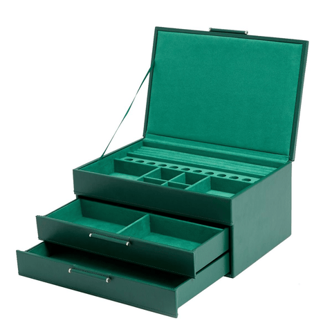 WOLF Sophia Forest Green Jewelry Box With Drawers 392012