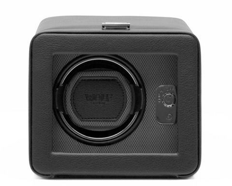 WOLF Windsor Single Watch Winder With Cover Black 4525029