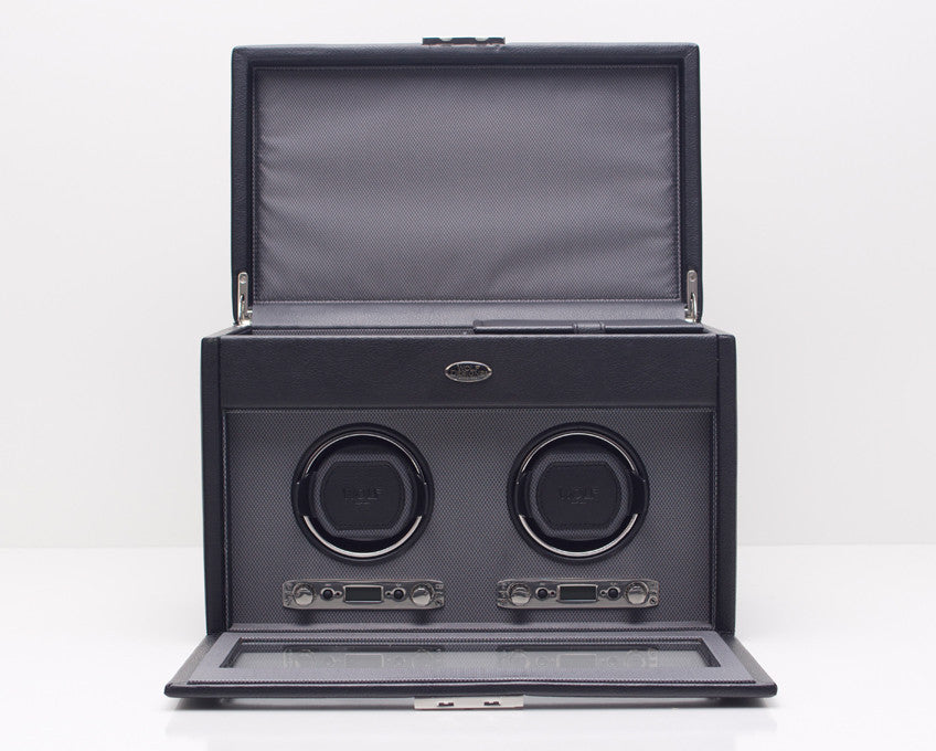WOLF 456202 Viceroy Double Watch Winder Black With Storage And Travel Case