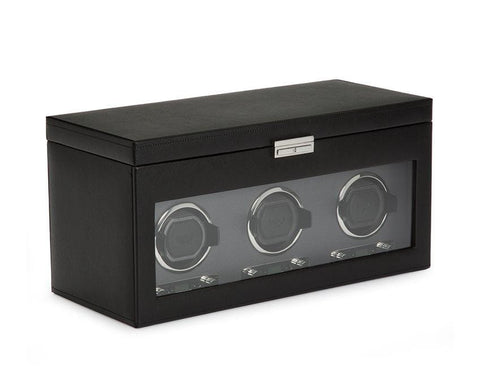 WOLF 456302 Viceroy Triple Watch Winder Black With Storage And Travel Case