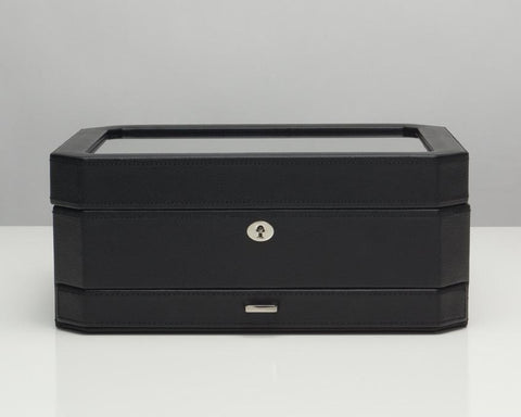 WOLF 458603 Windsor 10 Piece Watch Box with Drawer Black/Purple