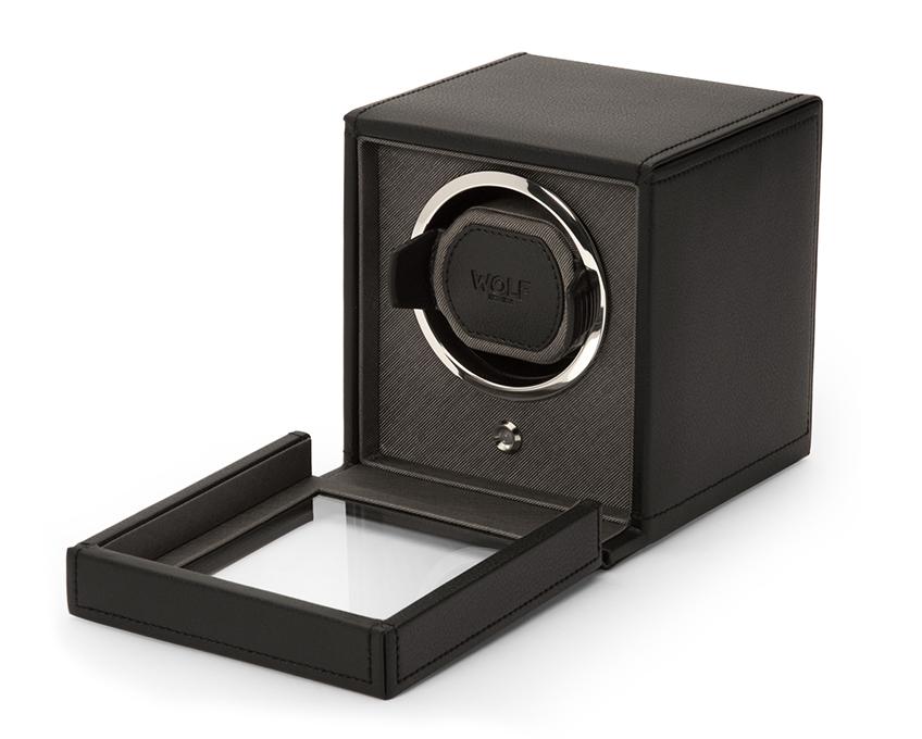 WOLF Cub Black Watch Winder With Glass Cover 461103