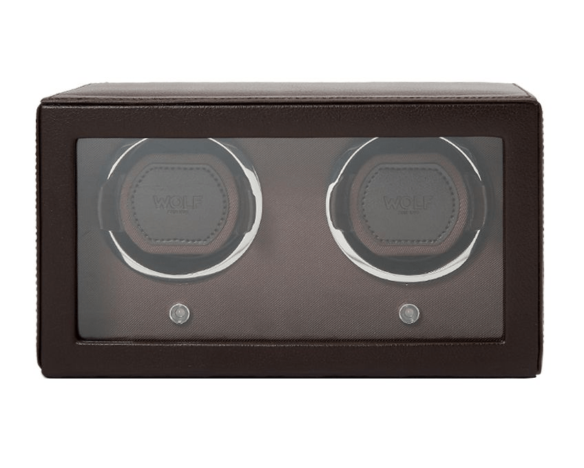 WOLF Cub Double Watch Winder With Cover Brown 461206