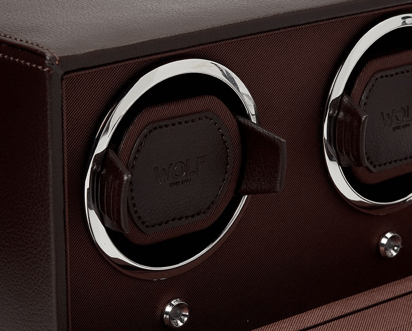 WOLF Cub Double Watch Winder With Cover Brown 461206