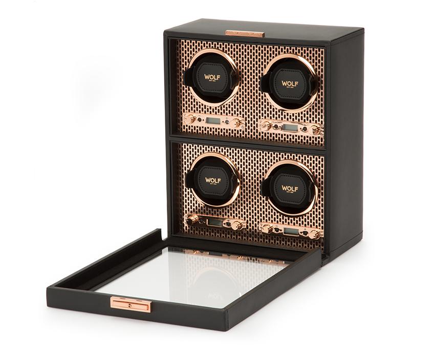 WOLF Axis Copper Metal Plated 4 Piece Watch Winder 469516