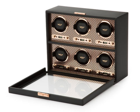 WOLF Axis Copper Metal Plated 6 Piece Watch Winder 469616