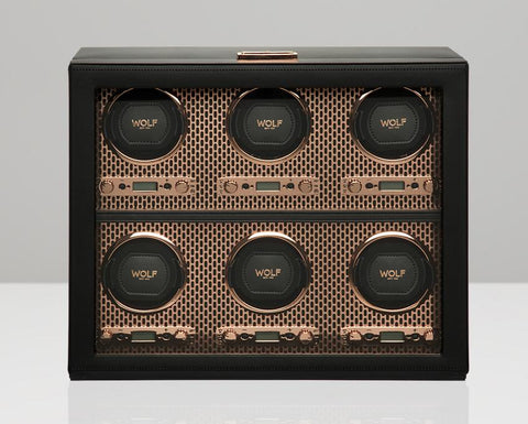 WOLF Axis Copper Metal Plated 6 Piece Watch Winder 469616
