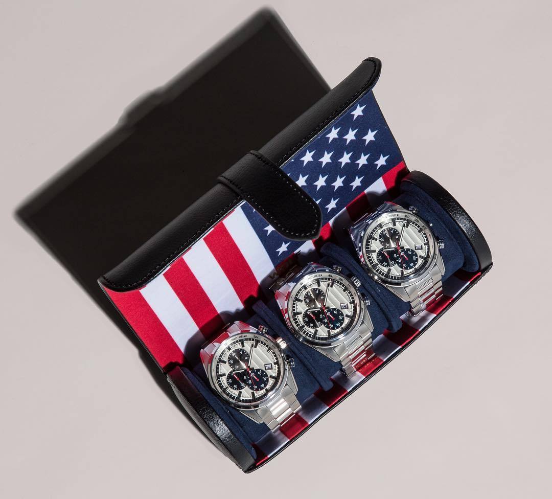 WOLF Navigator American (USA) Flag Triple Watch Roll 470904
