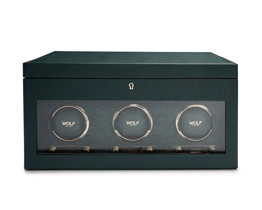 WOLF British Racing Green Triple Watch Winder 792341