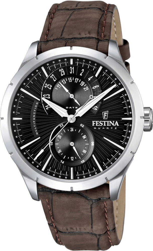 Festina Retro Multifunction Brown Leather Strap Men's Watch F16573/4