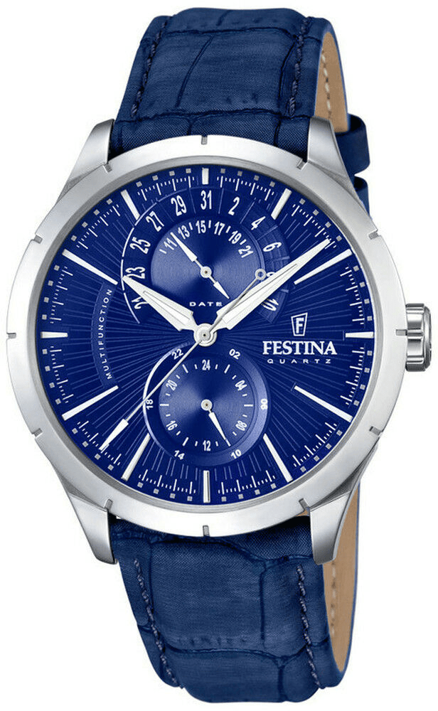 Festina Retro Multifunction Blue Leather Strap Men's Watch F16573/7