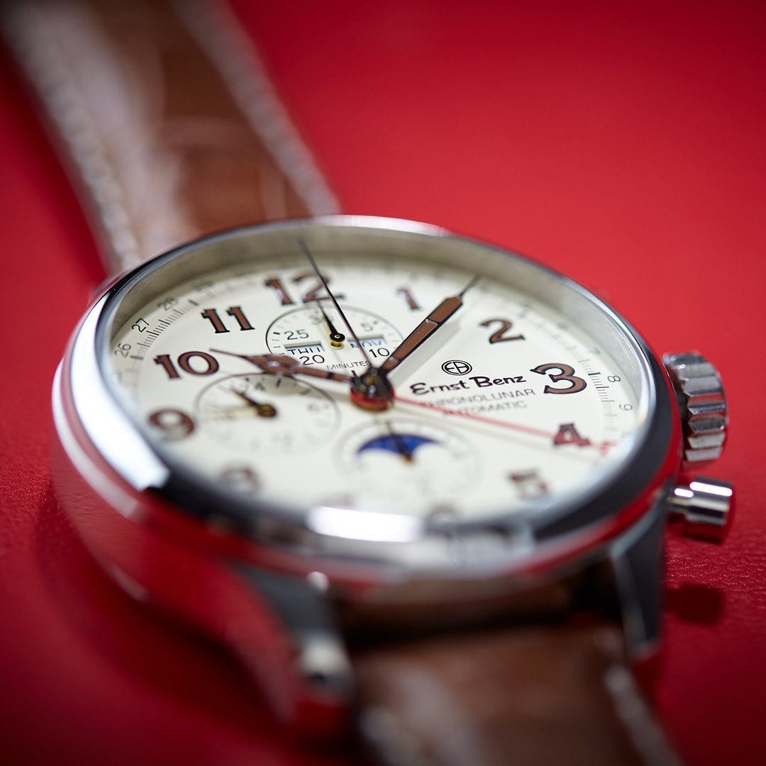 Ernst Benz Chronolunar 47mm Chronograph Automatic GMT Parchment Dial Men's Automatic Watch GC10318