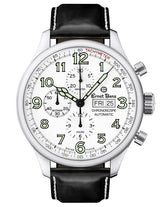 Ernst Benz GC10112 Men's 47mm Automatic Watch Traditional ChronoScope White Dial Black Classic Leather Strap