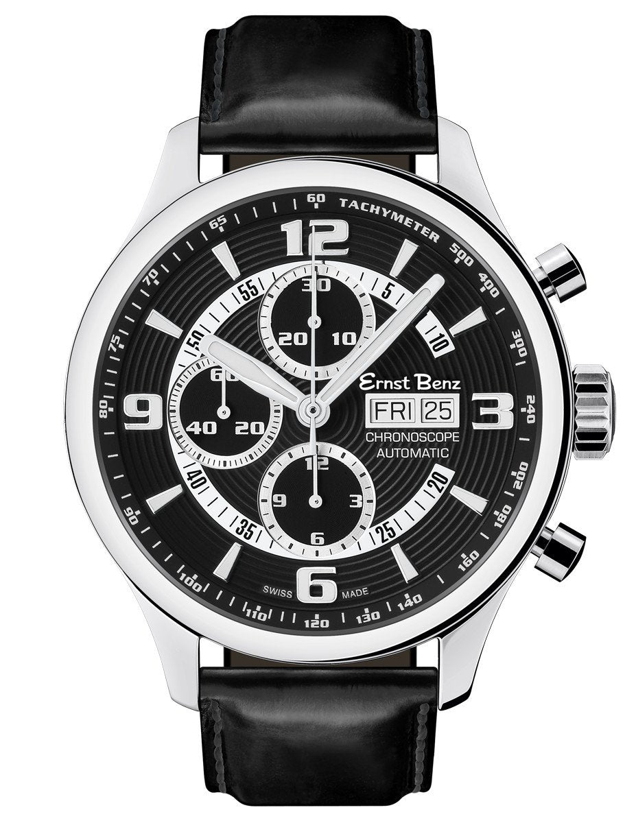 Ernst Benz GC10121 Mens Watch Chronoscope Contemporary 47mm Black Dial