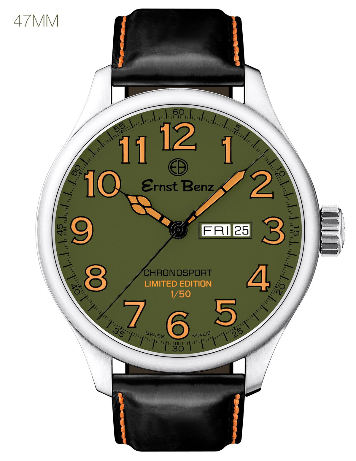 Ernst Benz Limited Edition ChronoCombat Chronosport 47mm Green Dial Men's Watch GC10200/CC1