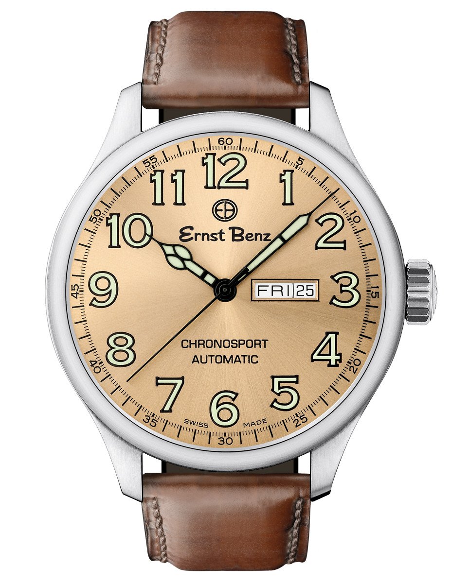 Ernst Benz Chronosport Copper Dial Green Numerals 47mm Swiss Automatic Men's Watch GC10213