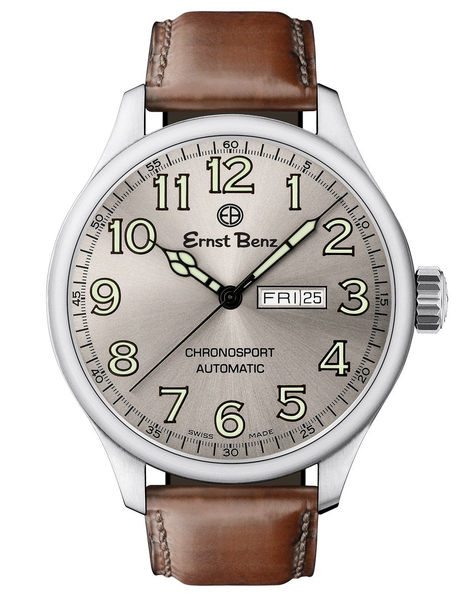 Ernst Benz Chronosport Slate Sunburst Dial Green Numerals 47mm Automatic Men's Watch GC10215