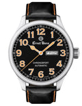 Ernst Benz Chronosport Orange Numerals Black Leather Band 47mm Men's Automatic Watch GC10216