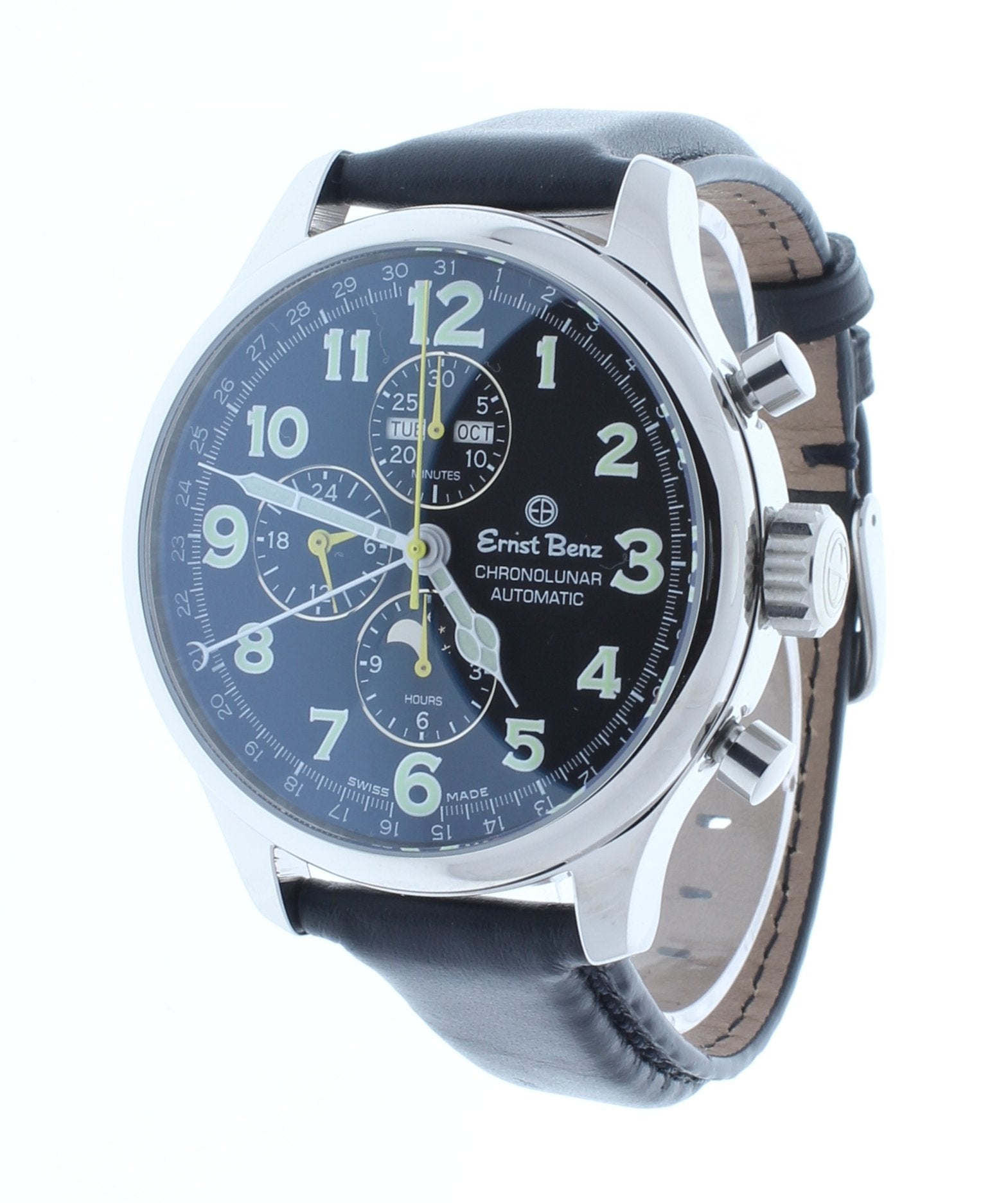Ernst Benz Chronolunar 47mm Automatic GMT Moonphase Chronograph Men's Watch GC10311