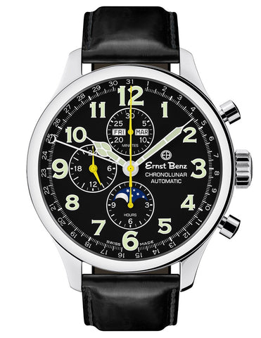 Ernst Benz Chronolunar 47mm Automatic GMT Moonphase Chronograph Men's Watch GC10311