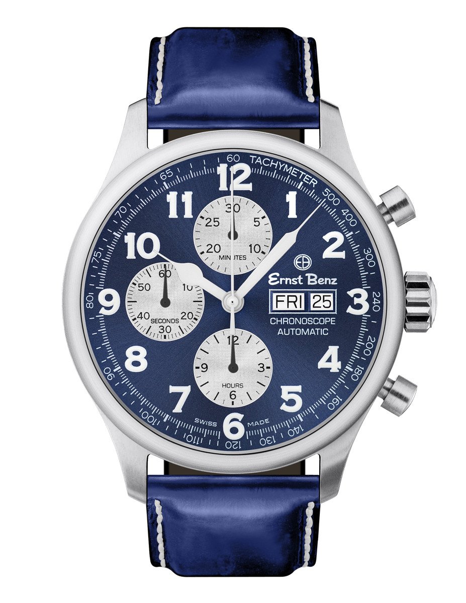 Ernst Benz Chronoscope Chronograph 44mm Blue Dial Men's Swiss Automatic Watch GC40114