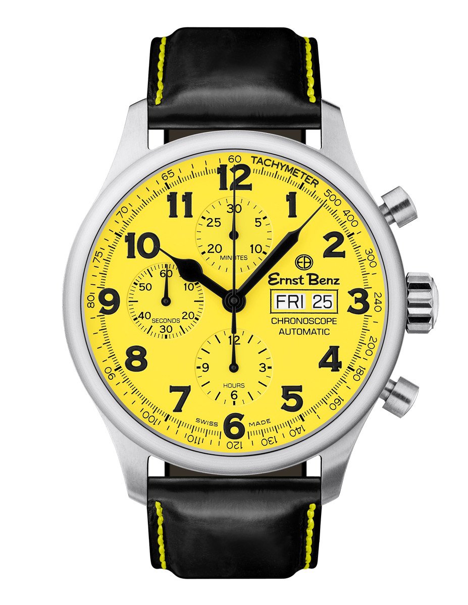 Ernst Benz Chronoscope 44mm Yellow Dial Chronograph Men's Watch GC40119