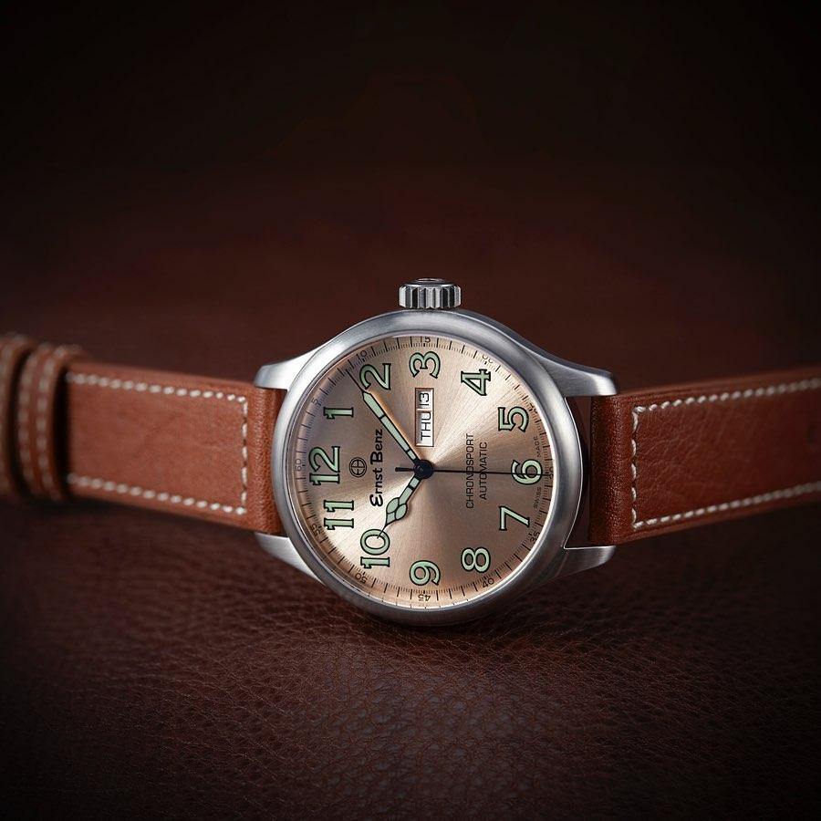 Ernst Benz Chronosport Copper Dial Green Numerals 44mm Swiss Automatic Men's Watch GC40213