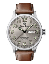 Ernst Benz Chronosport Slate Dial Brown Leather Band 44mm Automatic Men's Watch GC40215