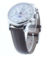 Ernst Benz Chronolunar 44mm Chronograph Automatic White Dial Dark Brown Leather Band Men's Watch GC40312