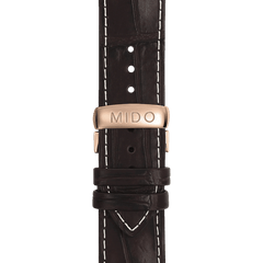 Mido Multifort Classic Rose Gold Bezel Brown Strap Men's Watch M0054303603180