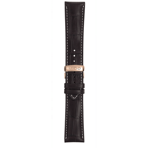 Mido Multifort Chronograph Rose Gold Bezel Brown Strap Men's Watch M0056143603100
