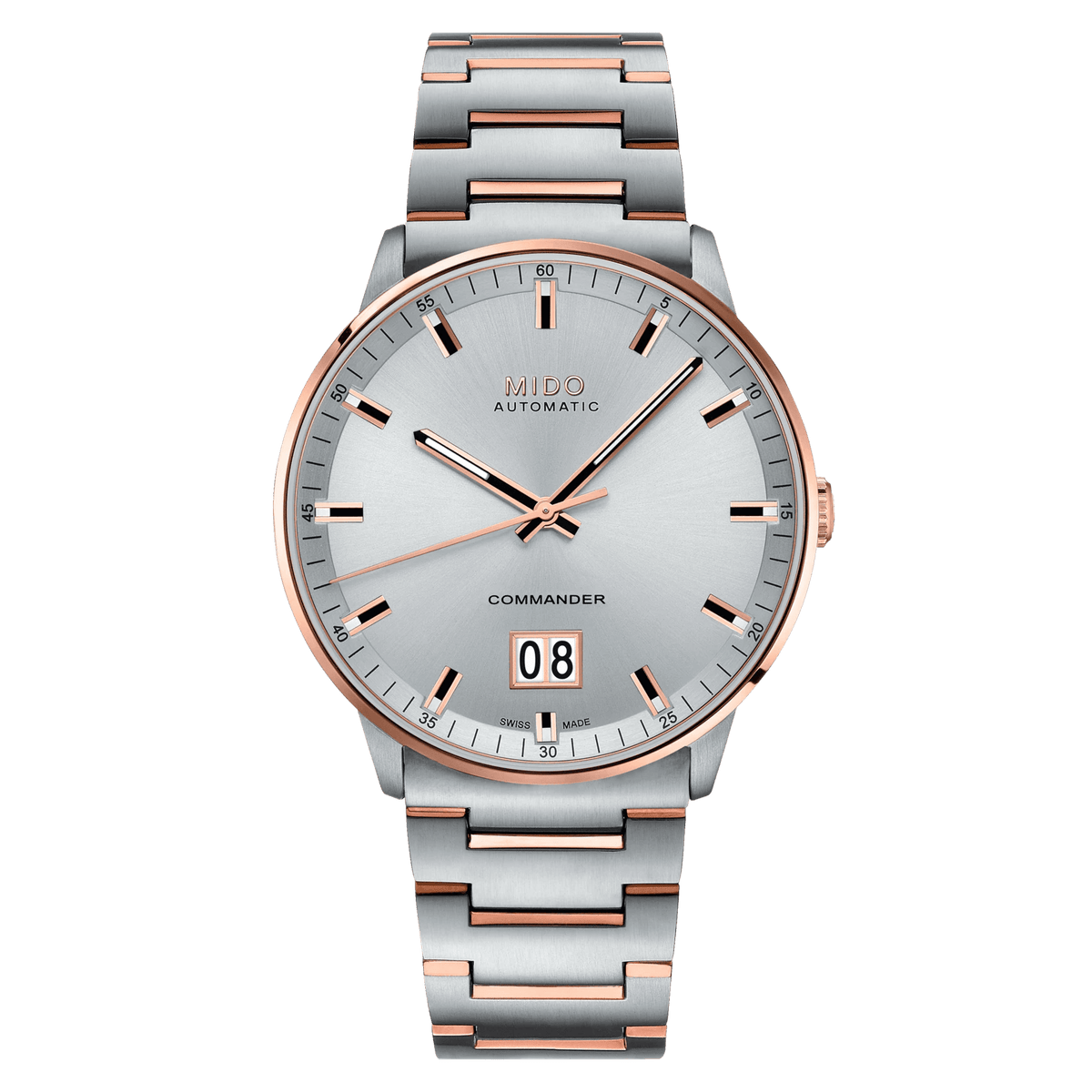 Mido Commander Big Date Silver Dial Two-Tone Steel Men's Watch M0216262203100