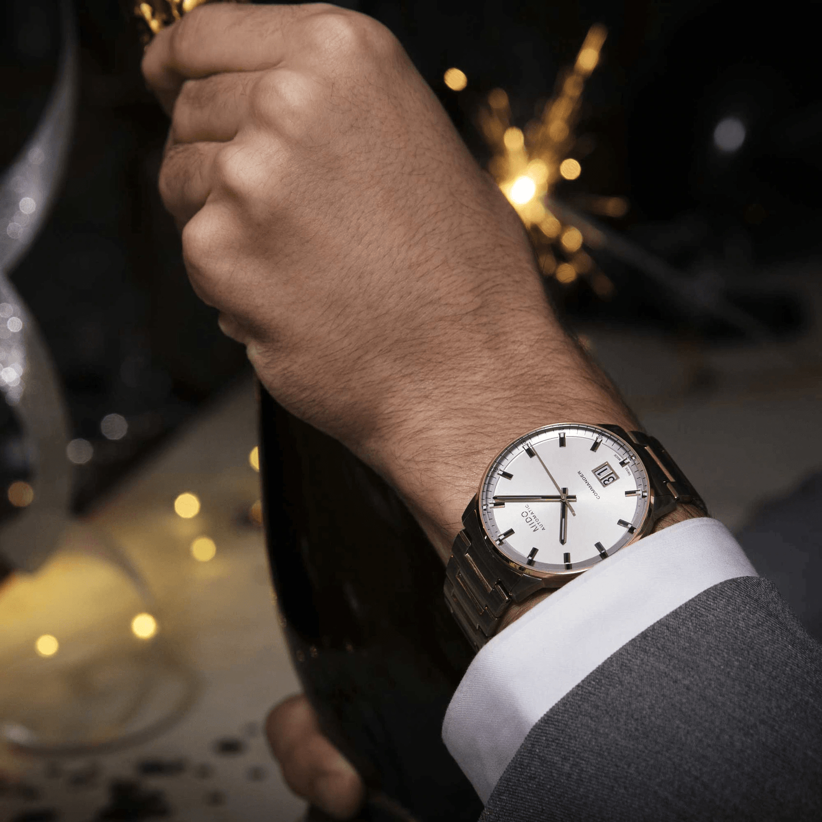 Mido Commander Big Date Silver Dial Two-Tone Steel Men's Watch M0216262203100