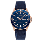 Mido Ocean Star 200 Rose Gold Blue Strap Men's Watch M0264303604100