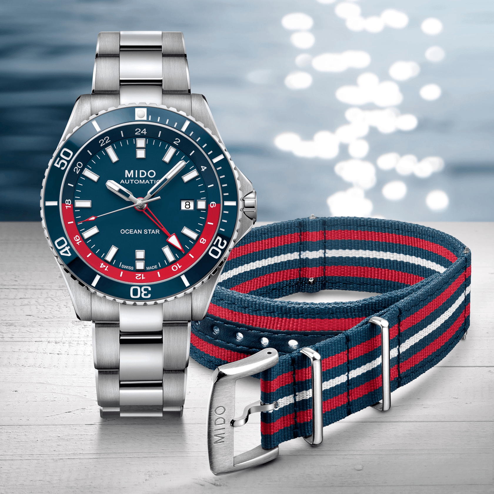 Mido Ocean Star GMT Blue-Red Special Edition Men's Watch M0266291104100