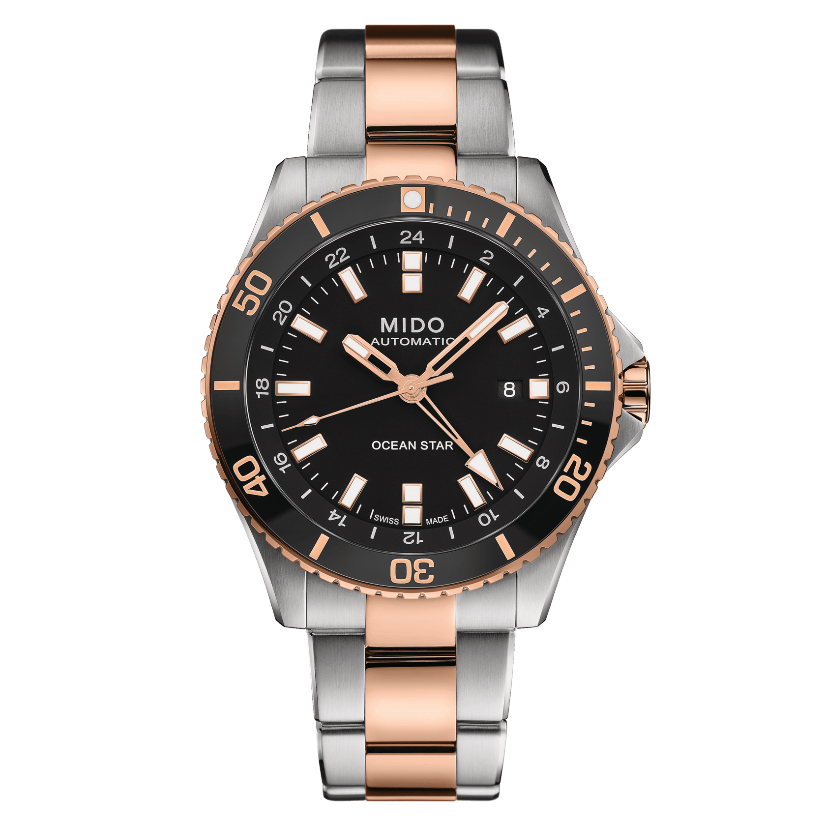 Mido Ocean Star GMT Black Dial Two-Tone Steel Men's Watch M0266292205100