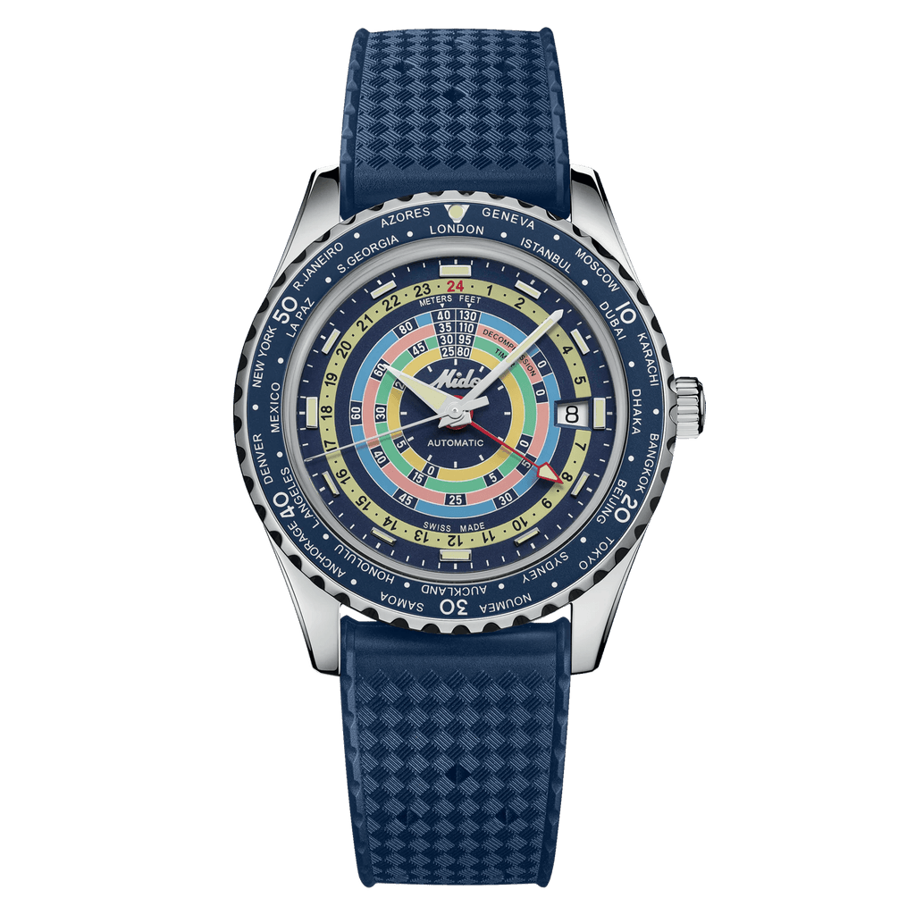 Mido Ocean Star Decompression Worldtimer Blue Men