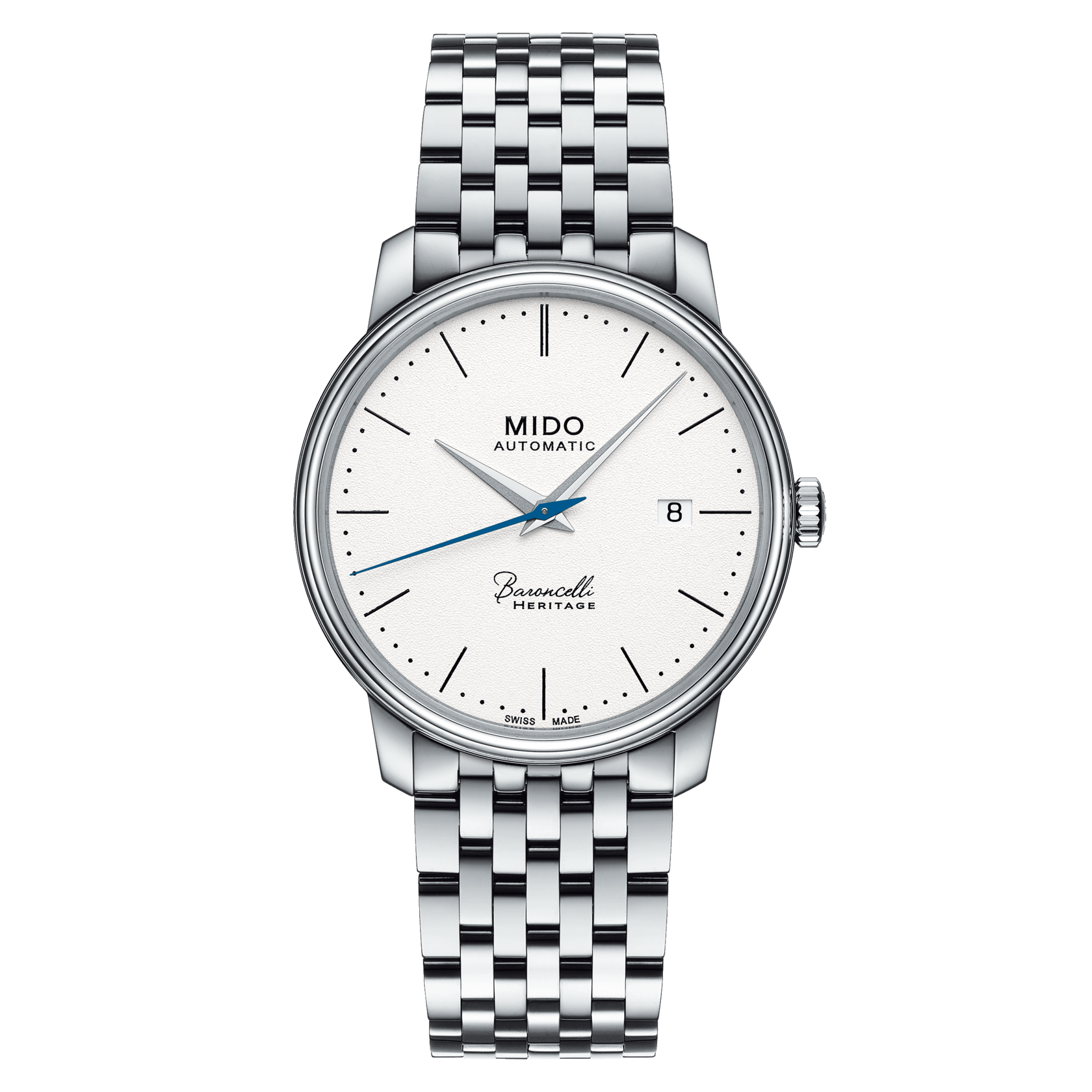 Mido Baroncelli Heritage Slim White Dial Stainless Steel Men's Watch M0274071101000