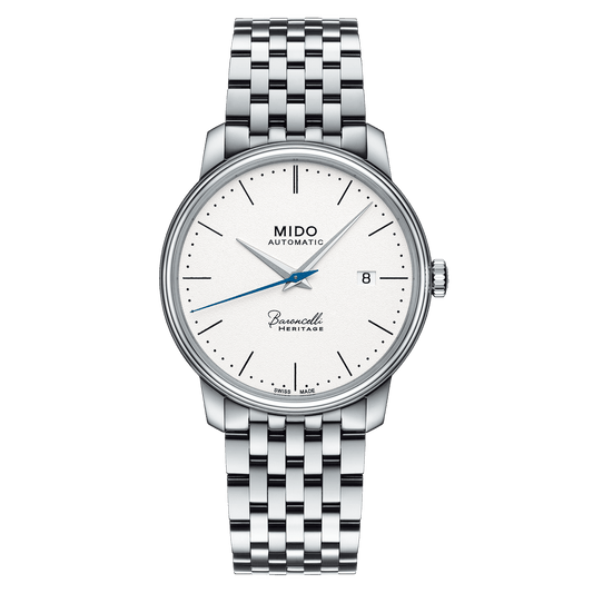 Mido Baroncelli Heritage Slim White Dial Stainless Steel Men's Watch M0274071101000