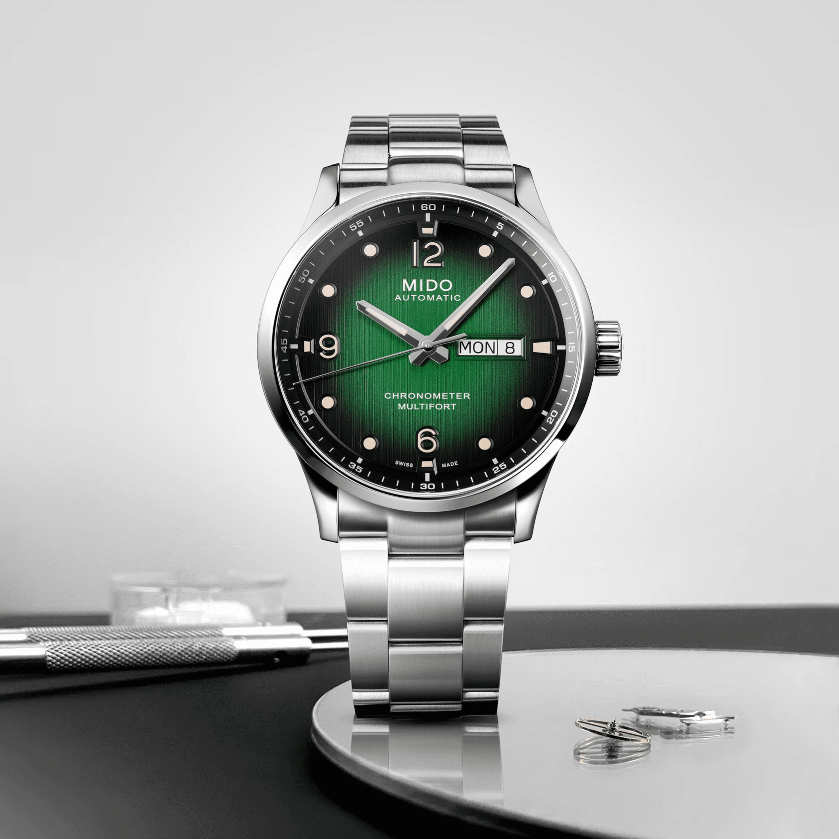 Mido Multifort M Chronometer Green Gradient Steel Men's Watch M0384311109700
