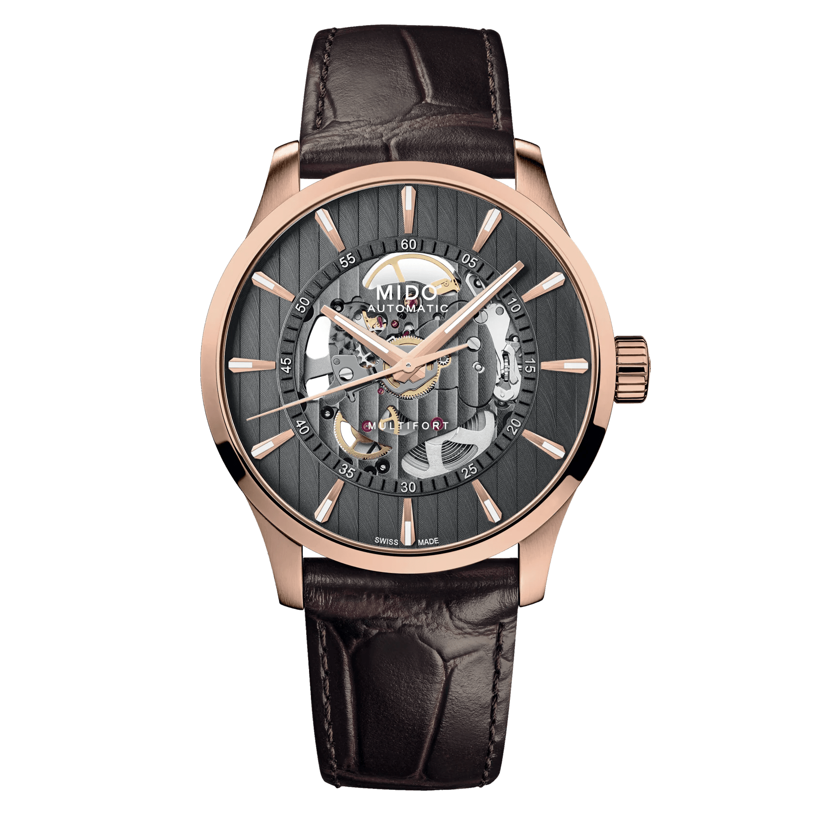 Mido Multifort Skeleton Vertigo Rose Gold Men's Watch M0384363606100