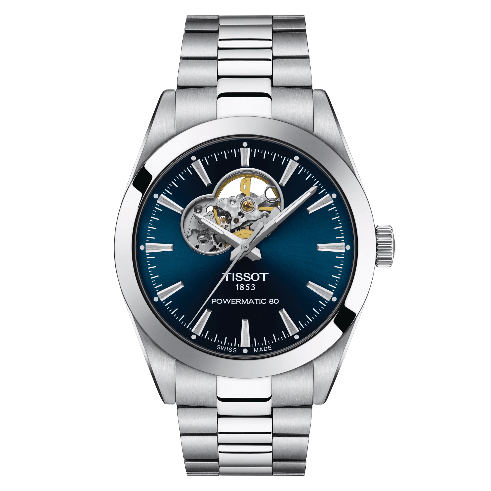 Tissot Gentleman Powermatic 80 Open Heart Blue Dial Men's Watch T1274071104101