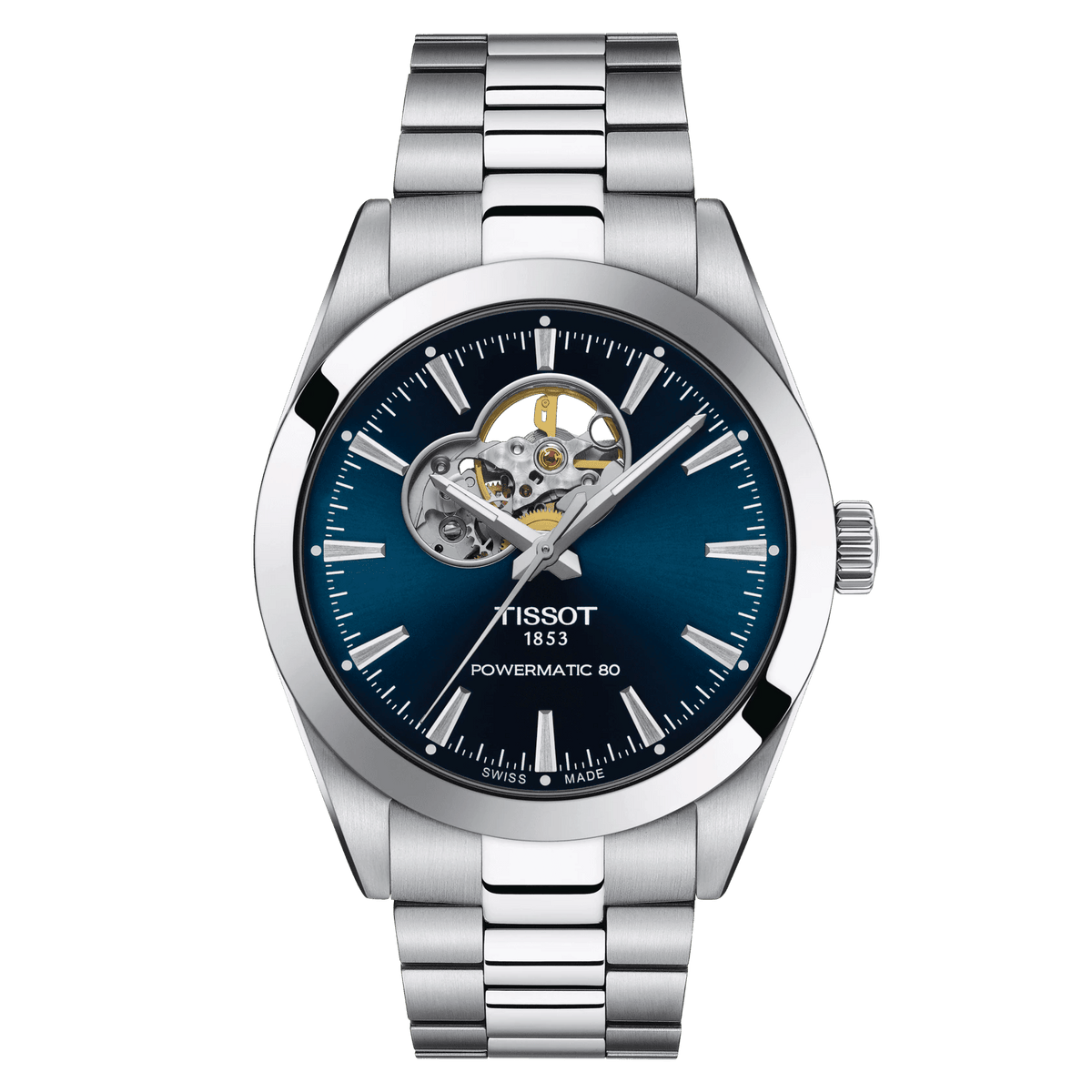Tissot Gentleman Powermatic 80 Open Heart Blue Dial Men's Watch T1274071104101