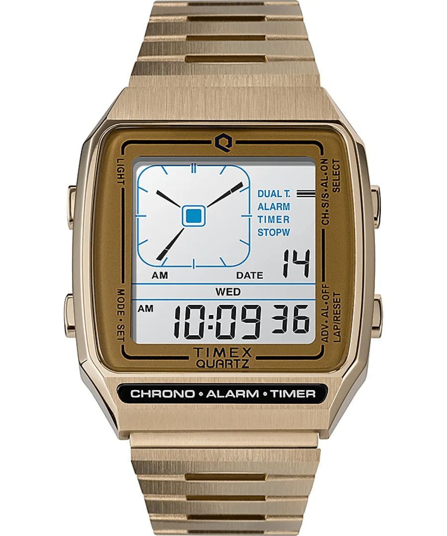 Timex Q Timex Reissue Digital LCA 32.5mm Gold-Tone Men's Watch TW2U72500
